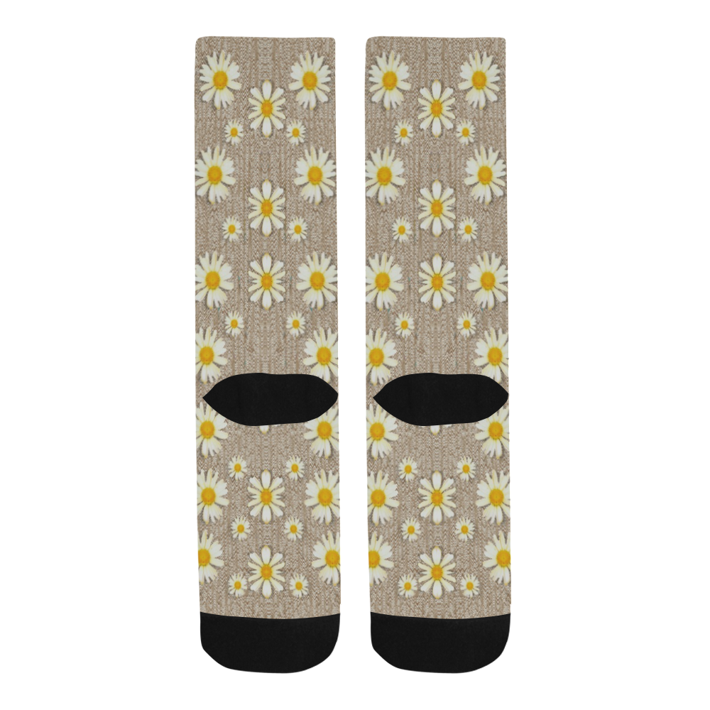 Star fall of fantasy flowers on pearl lace Trouser Socks