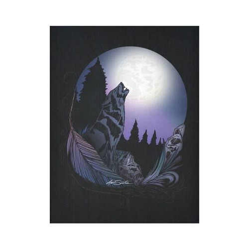 Howling Wolf Cotton Linen Wall Tapestry 60"x 80"