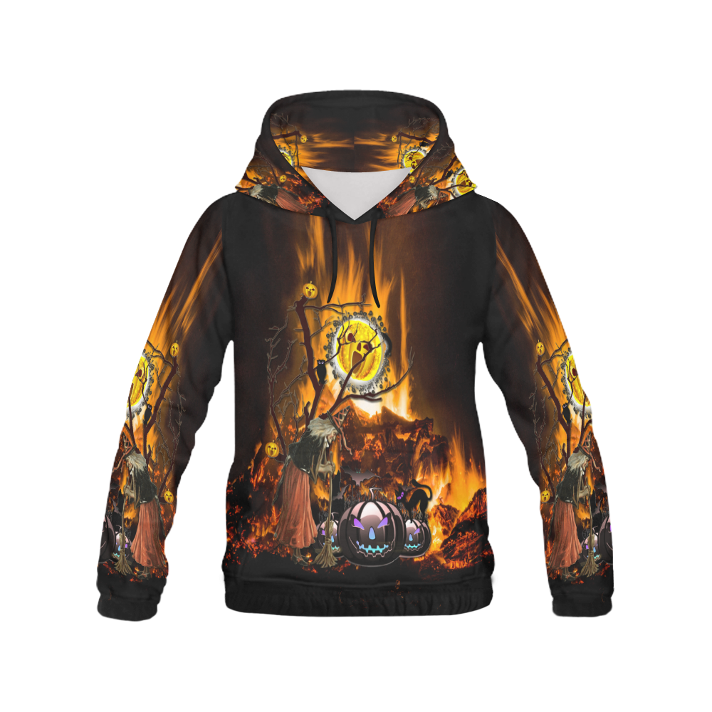 halloween granny on fire All Over Print Hoodie for Women (USA Size) (Model H13)