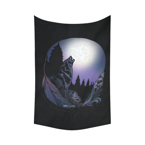 Howling Wolf Cotton Linen Wall Tapestry 60"x 90"