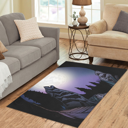 Howling Wolf Area Rug 5'x3'3''