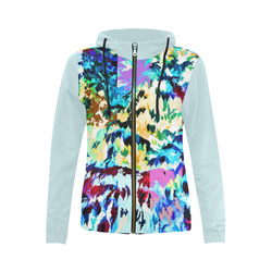 Foliage Patchwork #7 - Jera Nour All Over Print Full Zip Hoodie for Women (Model H14)