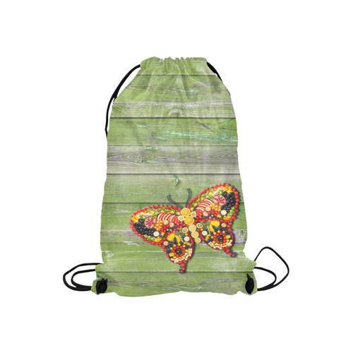 Vegan Butterfly Love Life Small Drawstring Bag Model 1604 (Twin Sides) 11"(W) * 17.7"(H)