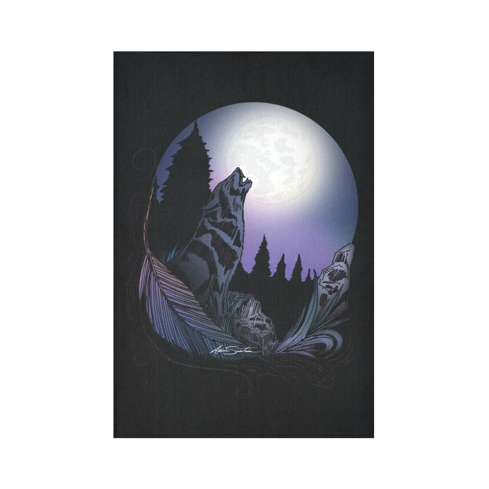 Howling Wolf Cotton Linen Wall Tapestry 60"x 90"