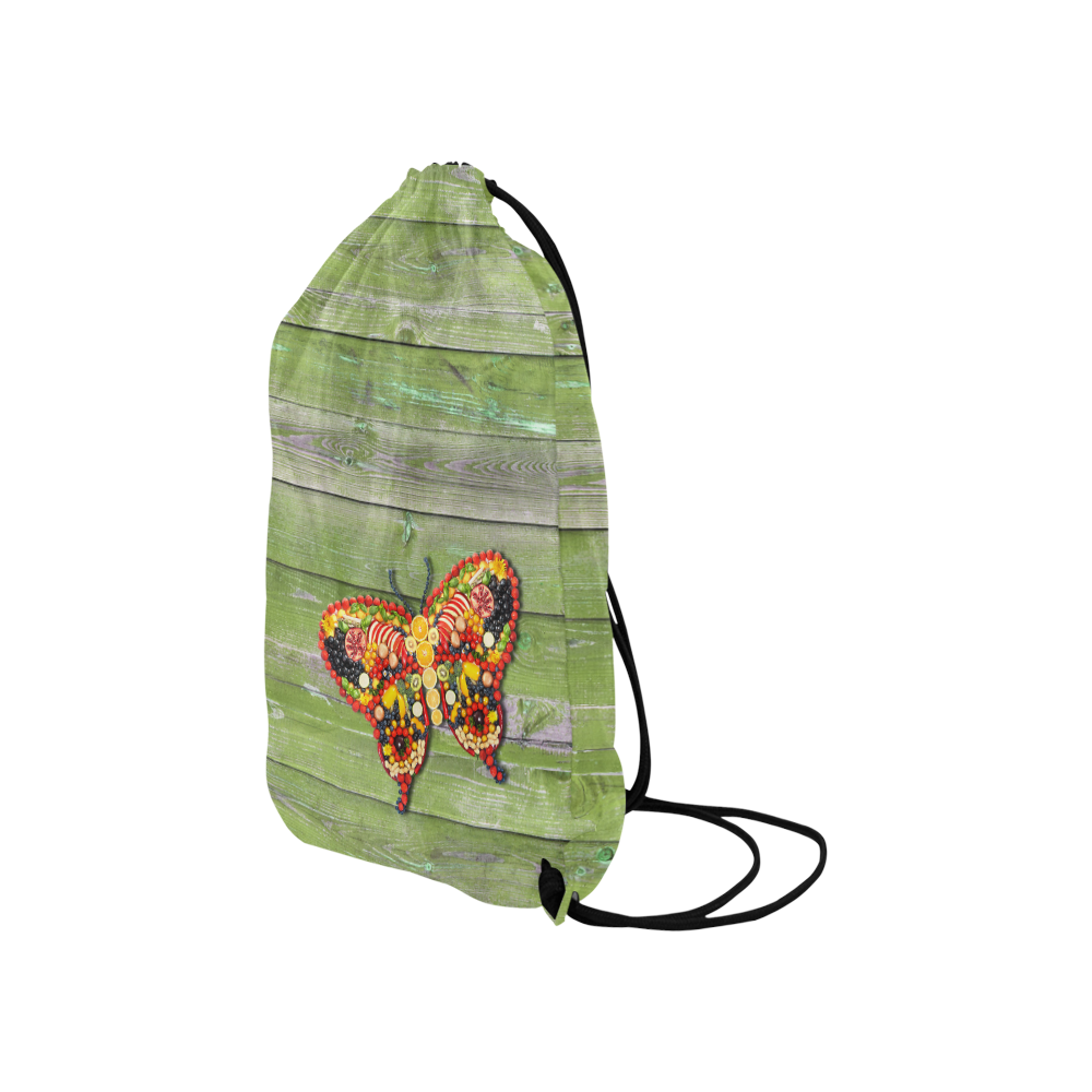 Vegan Butterfly Love Life Small Drawstring Bag Model 1604 (Twin Sides) 11"(W) * 17.7"(H)