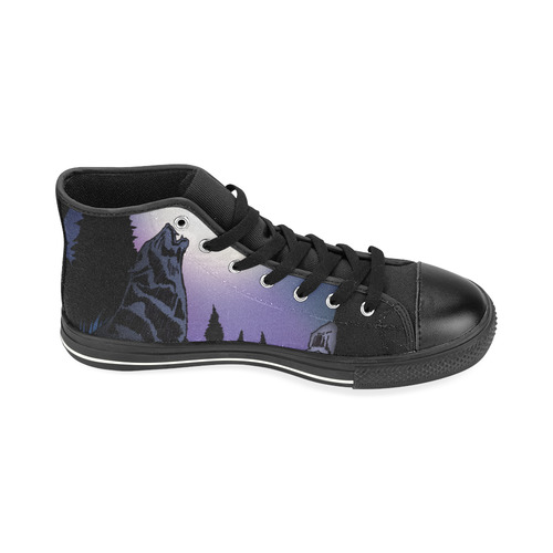 Howling Wolf High Top Canvas Women's Shoes/Large Size (Model 017)