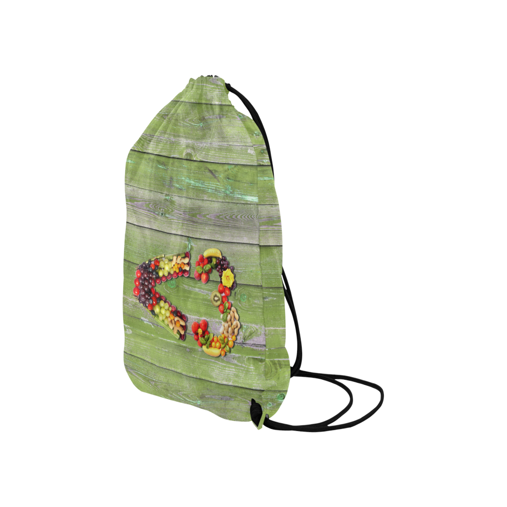 Vegan Smart Heart Love Life Small Drawstring Bag Model 1604 (Twin Sides) 11"(W) * 17.7"(H)