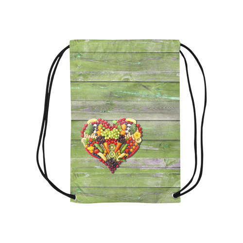 Vegan Heart Love Life Small Drawstring Bag Model 1604 (Twin Sides) 11"(W) * 17.7"(H)