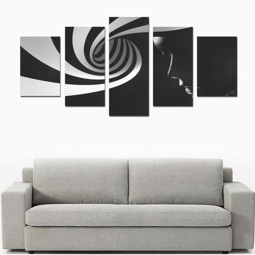 Black Grey Abstract Woman Canvas Print Sets D (No Frame)