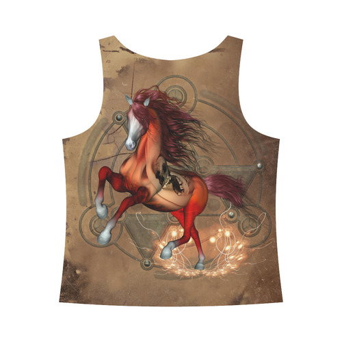 Wonderful horse with skull, red colors All Over Print Tank Top for Women (Model T43)