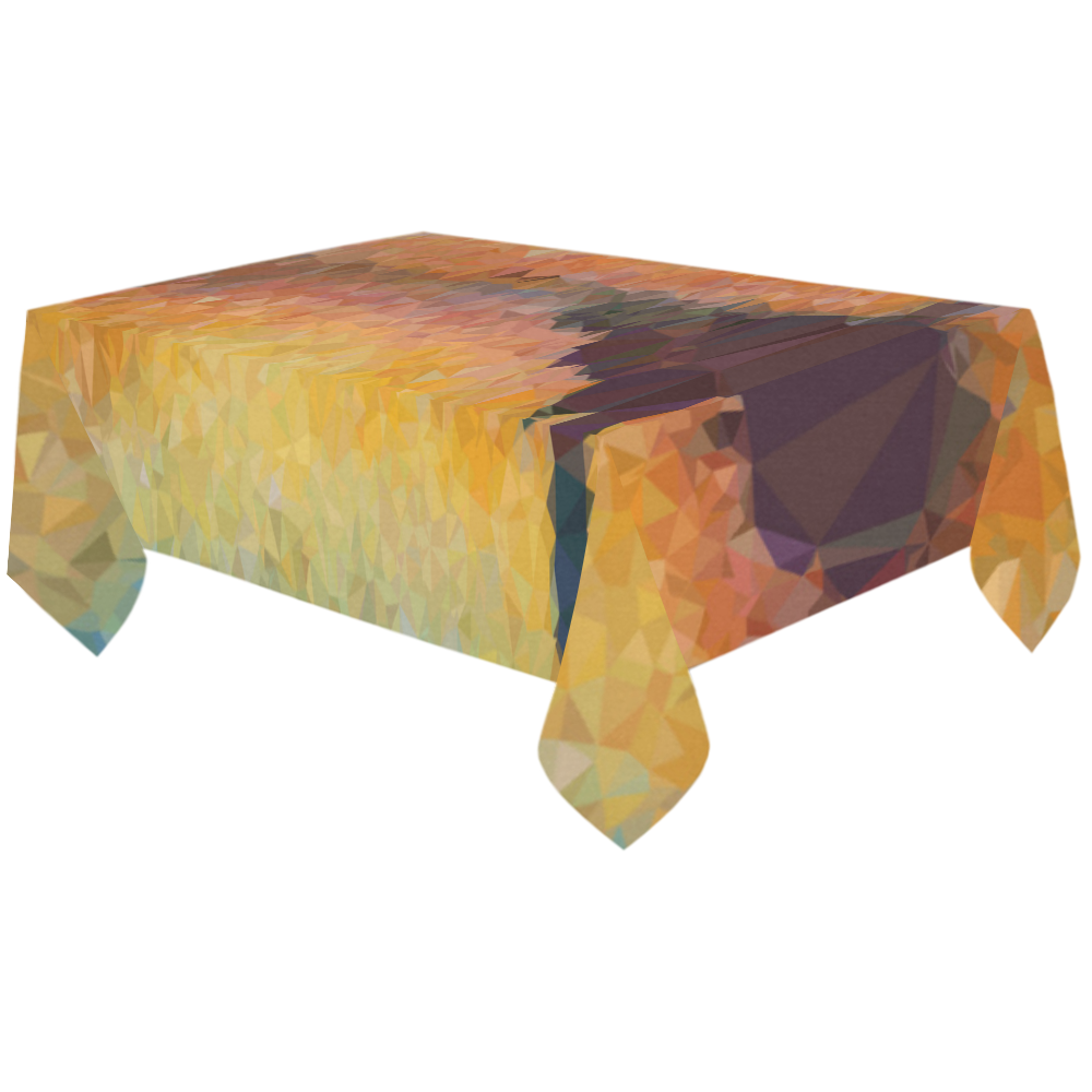 Sunset Venice Abstract Geometric Triangles Cotton Linen Tablecloth 60"x120"