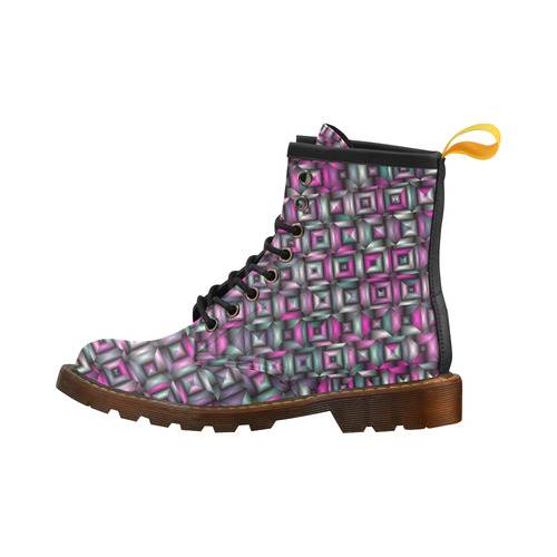 classic blocks,pink combi by FeelGood High Grade PU Leather Martin Boots For Women Model 402H