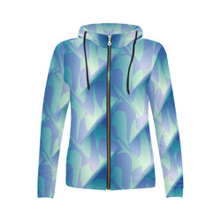 Subtle Blue Cubik - Jera Nour All Over Print Full Zip Hoodie for Women (Model H14)