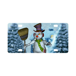 Funny grimly snowman Classic License Plate