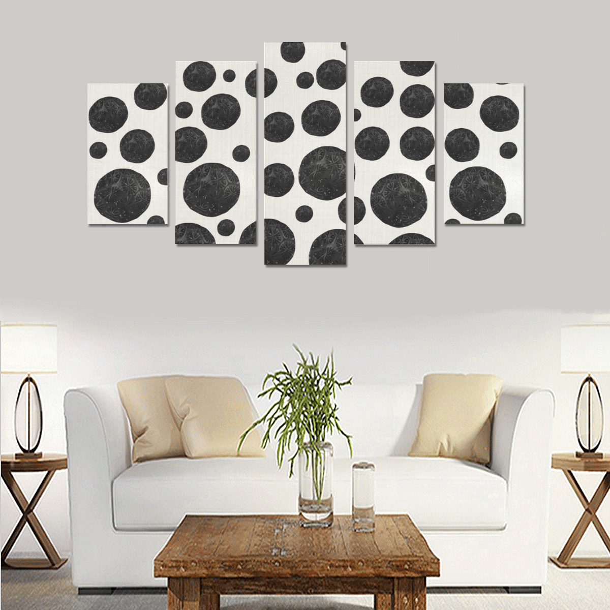 Coral Dots Canvas Print Sets A (No Frame)