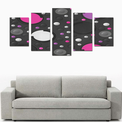 Black Viplet Pink Purple Grey Abstract Canvas Print Sets D (No Frame)