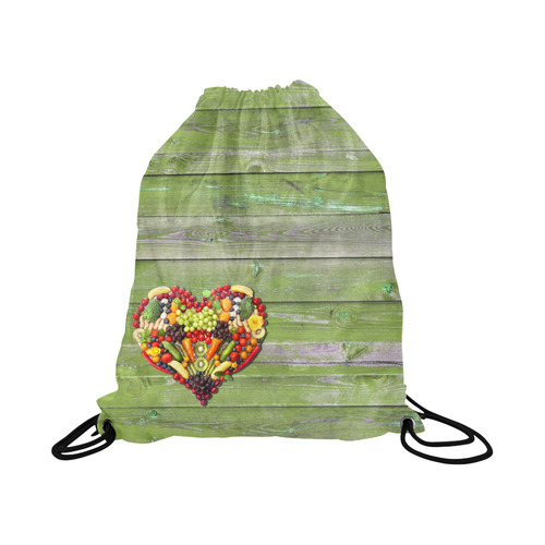 Vegan Heart Love Life Large Drawstring Bag Model 1604 (Twin Sides)  16.5"(W) * 19.3"(H)