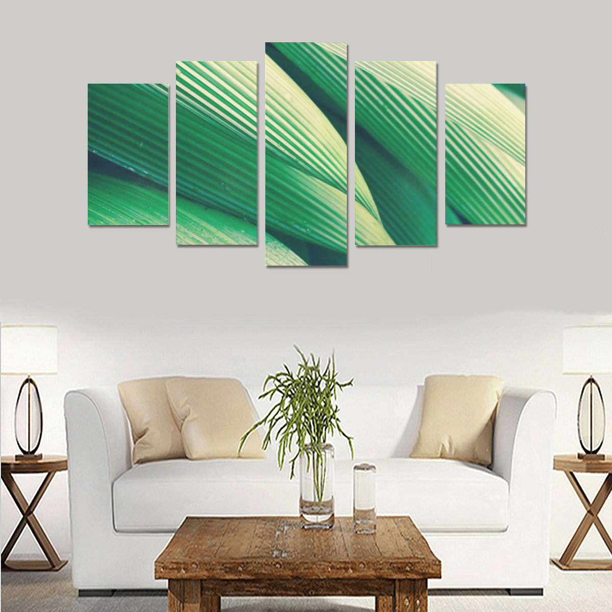 Green Leaves Canvas Print Sets A (No Frame)