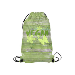 Vegan Love Life Butterfly Small Drawstring Bag Model 1604 (Twin Sides) 11"(W) * 17.7"(H)