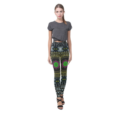 Leaf earth and heart butterflies in the universe Cassandra Women's Leggings (Model L01)