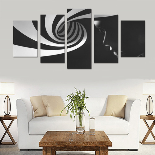 Black Grey Abstract Woman Canvas Print Sets D (No Frame)