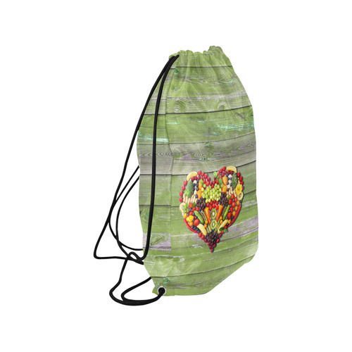 Vegan Heart Love Life Small Drawstring Bag Model 1604 (Twin Sides) 11"(W) * 17.7"(H)