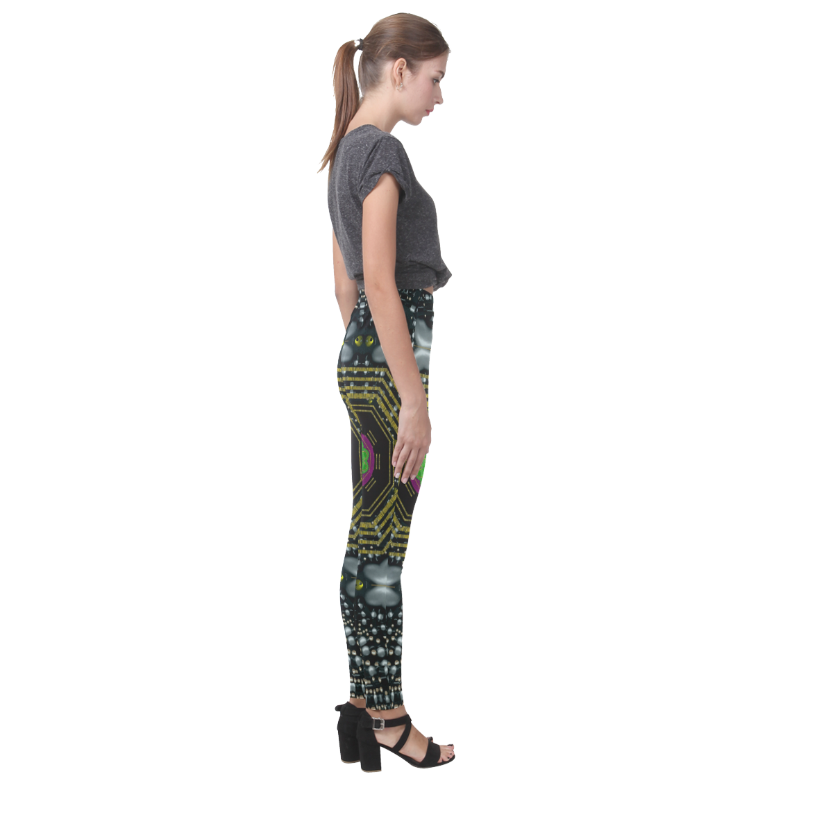 Leaf earth and heart butterflies in the universe Cassandra Women's Leggings (Model L01)