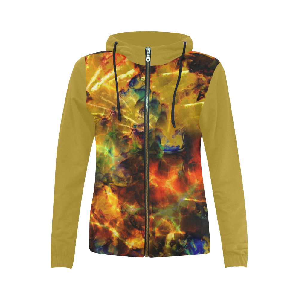 Letric Watercolor - Jera Nour All Over Print Full Zip Hoodie for Women (Model H14)