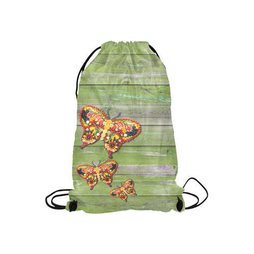 Vegan Dancing Butterflies Love Life Small Drawstring Bag Model 1604 (Twin Sides) 11"(W) * 17.7"(H)