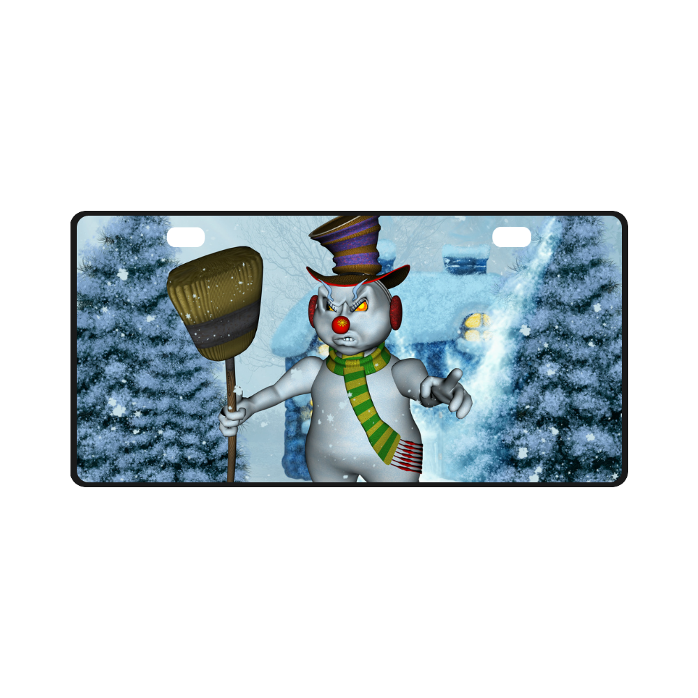 Funny grimly snowman License Plate