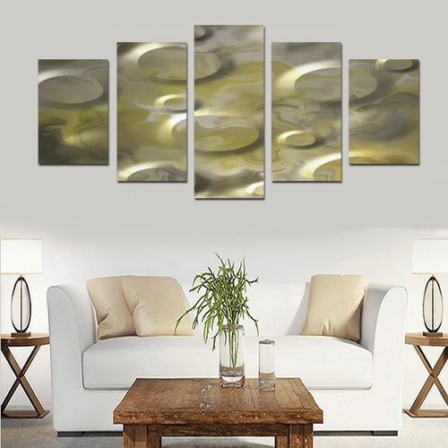 Olive Gold Abstract Canvas Print Sets D (No Frame)