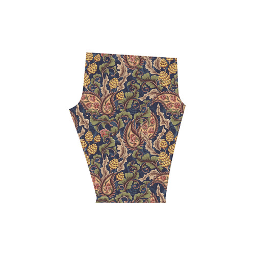 Floral Retro Wallpaper I Women's Low Rise Capri Leggings (Invisible Stitch) (Model L08)