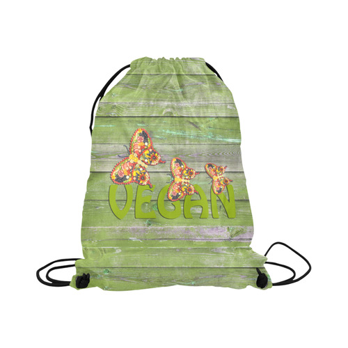 Vegan Love Life Butterflies Large Drawstring Bag Model 1604 (Twin Sides)  16.5"(W) * 19.3"(H)