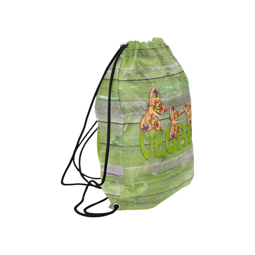 Vegan Love Life Butterflies Large Drawstring Bag Model 1604 (Twin Sides)  16.5"(W) * 19.3"(H)