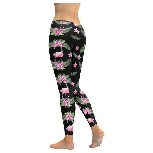Tropical Flamingo Pattern I Women's Low Rise Leggings (Invisible Stitch) (Model L05)