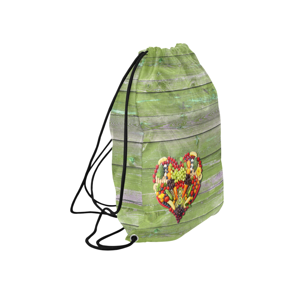 Vegan Heart Love Life Large Drawstring Bag Model 1604 (Twin Sides)  16.5"(W) * 19.3"(H)
