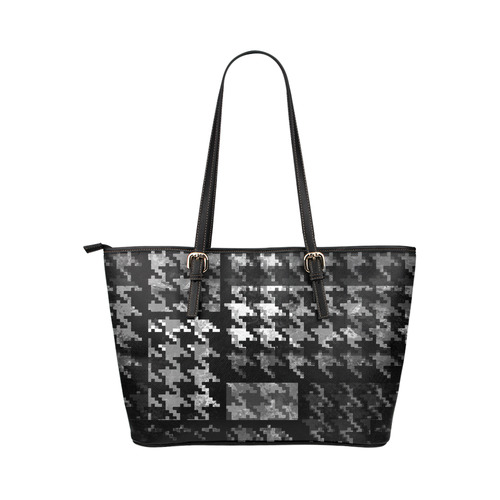 Houndstooth Leather Tote Bag/Small (Model 1651)