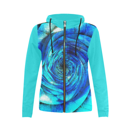 Galaxy Wormhole Spiral 3D - Jera Nour All Over Print Full Zip Hoodie for Women (Model H14)