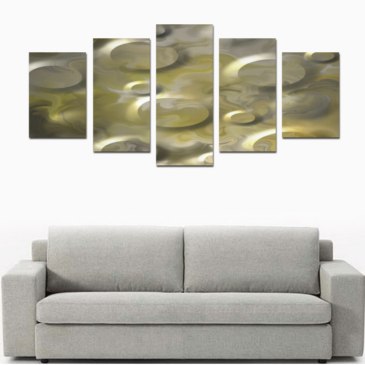 Olive Gold Abstract Canvas Print Sets D (No Frame)