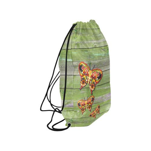 Vegan Dancing Butterflies Love Life Small Drawstring Bag Model 1604 (Twin Sides) 11"(W) * 17.7"(H)