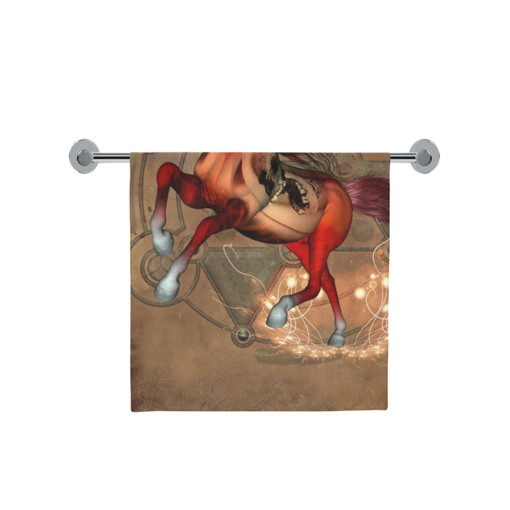 Wonderful horse with skull, red colors Bath Towel 30"x56"