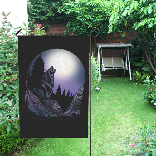 Howling Wolf Garden Flag 12‘’x18‘’（Without Flagpole）