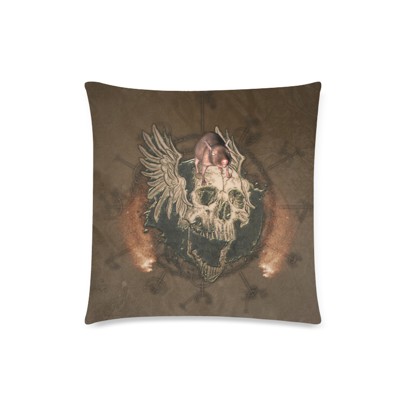 Awesome skull with rat Custom Zippered Pillow Case 18"x18" (one side)