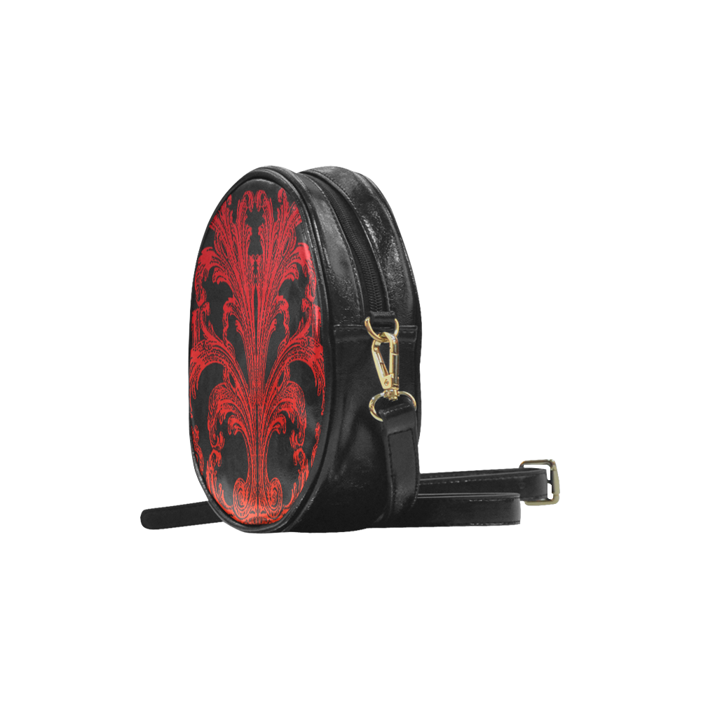 Unique Vintage Swirl Ombre Red Design Round Sling Bag (Model 1647)