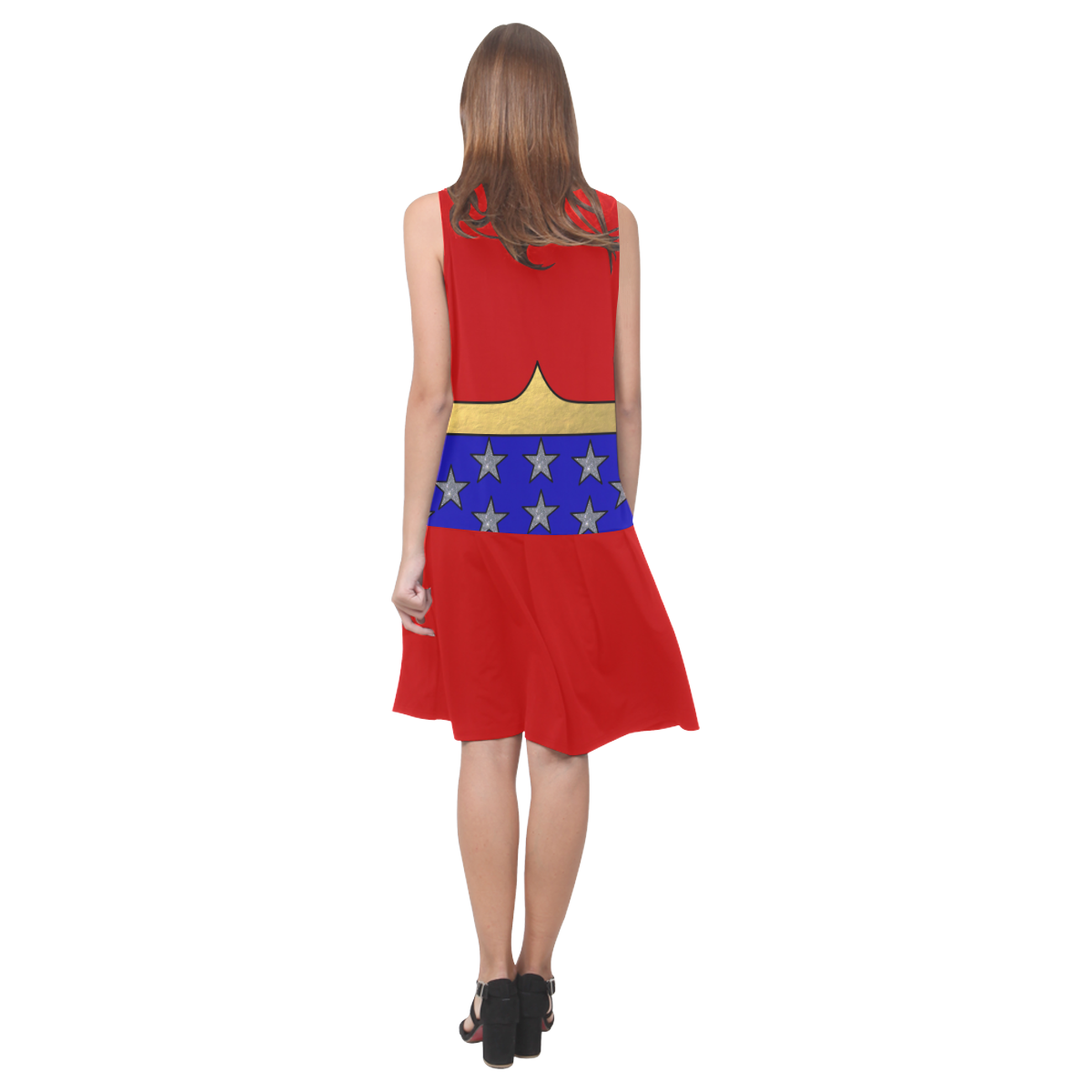 Wonder Hero Sleeveless Splicing Shift Dress(Model D17)