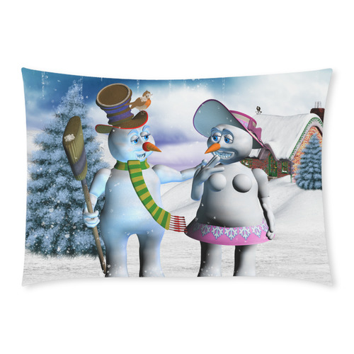 Funny snowman and snow women Custom Rectangle Pillow Case 20x30 (One Side)
