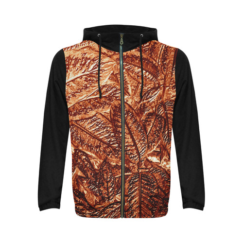 Copper Foliage - Jera Nour All Over Print Full Zip Hoodie for Men (Model H14)