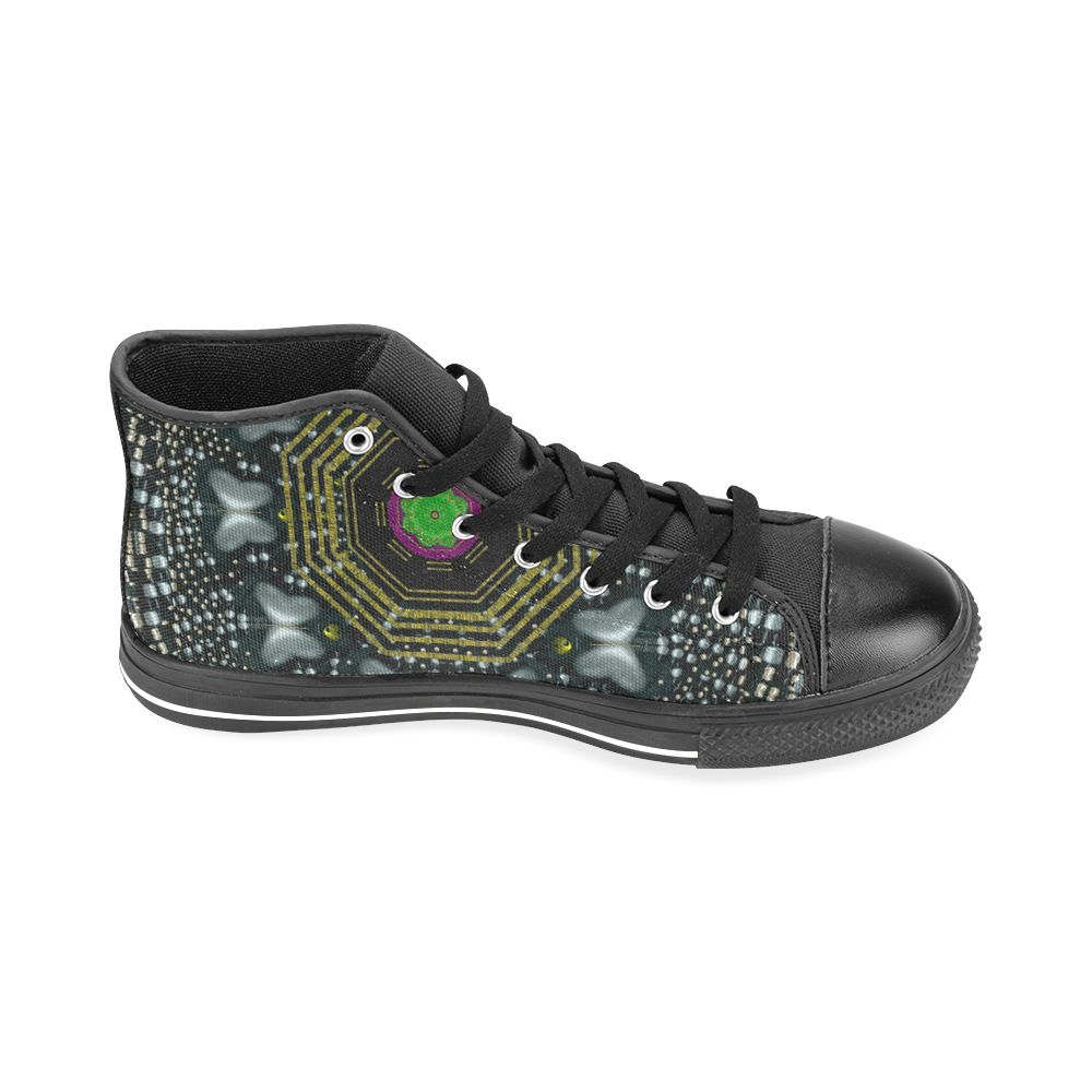 Leaf earth and heart butterflies in the universe Men’s Classic High Top Canvas Shoes /Large Size (Model 017)