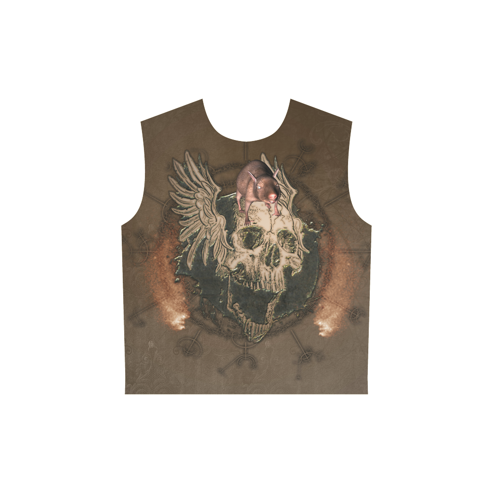 Awesome skull with rat All Over Print Sleeveless Hoodie for Women (Model H15)