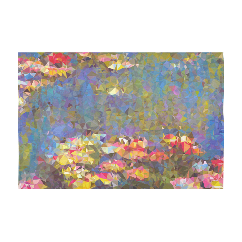 Monet Water Lilies Geometric Triangles Cotton Linen Tablecloth 60" x 90"